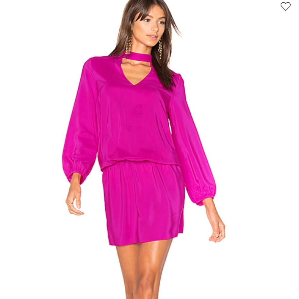 Amanda Uprichard "Amaretto Dress" | Hot Pink Mini Dress | Long Sleeve